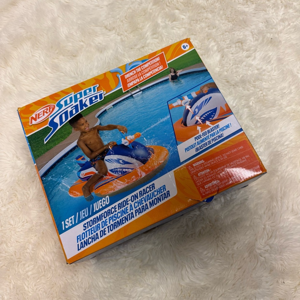 NEW Nerf Super Soaker Stormforce Ride-On Racer Inflatable Pool Float